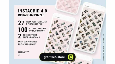 فایل لایه باز پست پازلی اینستاگرام InstaGrid 4.0 – Instagram Puzzle