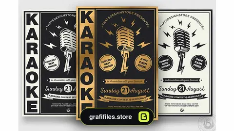 فایل لایه باز آگهی Karaoke Flyer Template V3