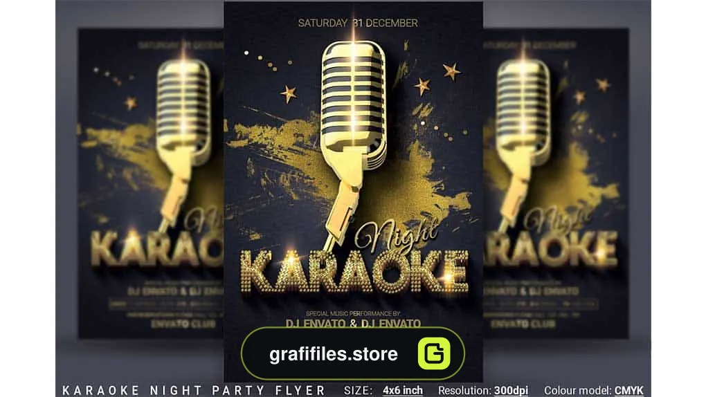 فایل لایه باز بنر Karaoke Night Party Flyer