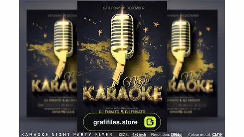 فایل لایه باز بنر Karaoke Night Party Flyer