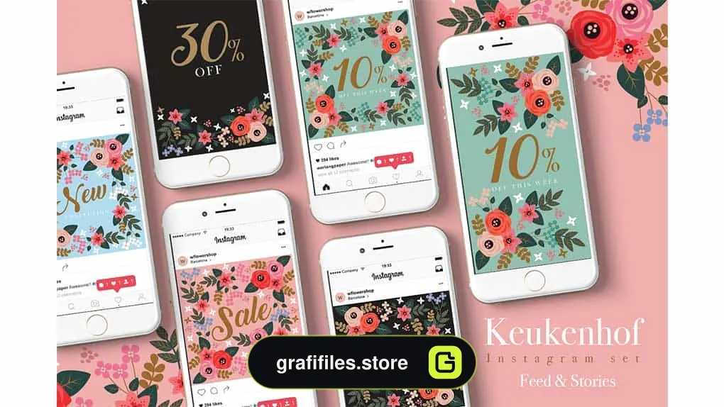 فایل لایه باز پست اینستاگرام Keukenhof Instagram Set