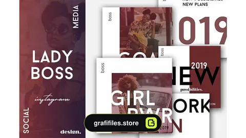فایل لایه باز شبکه اجتماعی Lady Boss Social Media Pack
