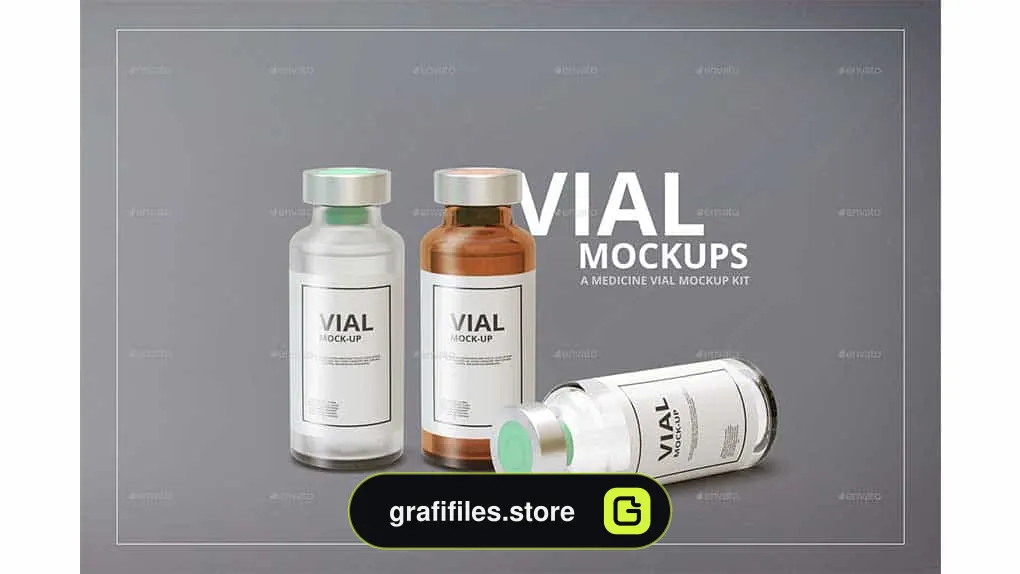 موکاپ شیشه آمپول Medicine Vial Mockup