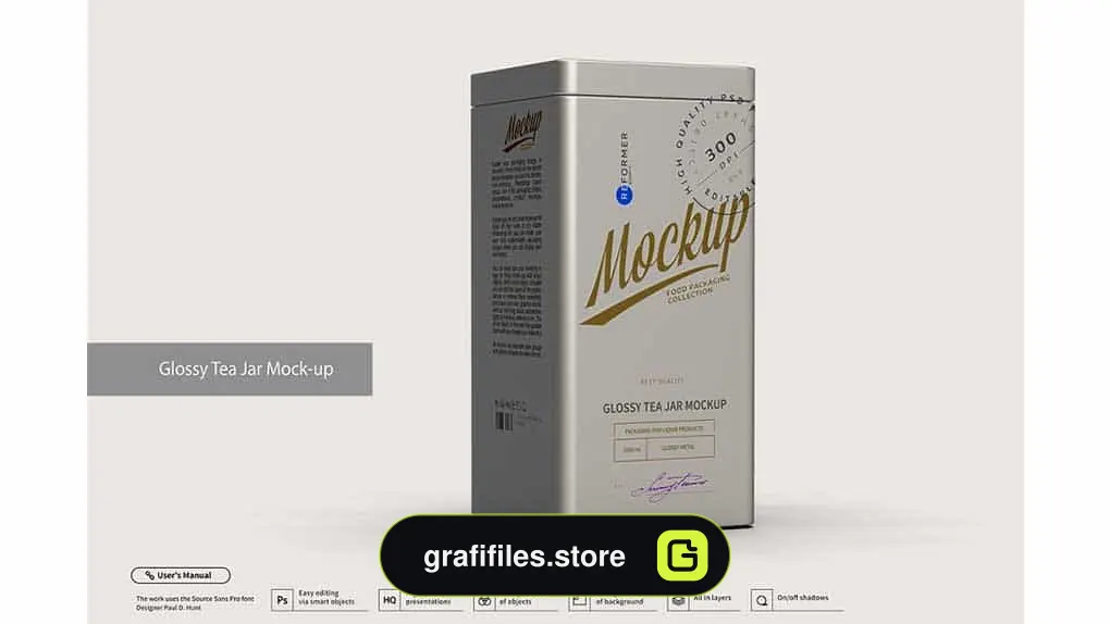 موکاپ قوطی فلزی چای