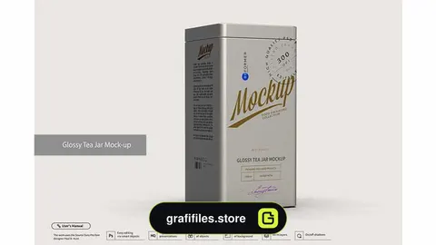 موکاپ قوطی فلزی چای