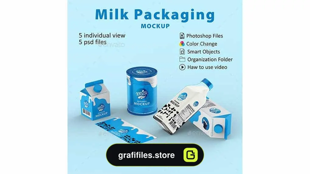 دانلود موکاپ پاکت شیر Milk Packaging Mockup
