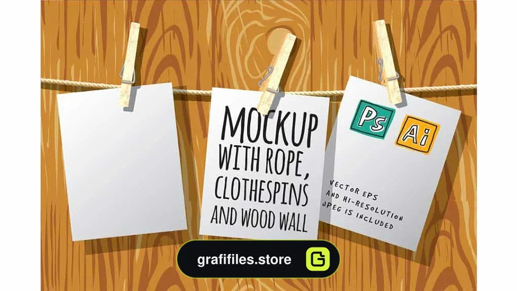 موکاپ Mockup with rope clothespins