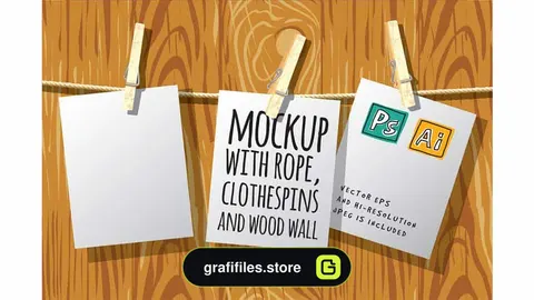 موکاپ Mockup with rope clothespins