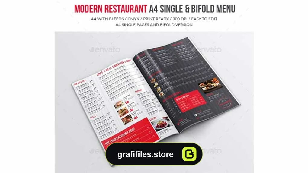 فایل لایه باز منو غذا Modern Restaurant