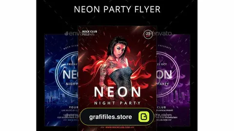 فایل لایه باز بنر Neon Flyer