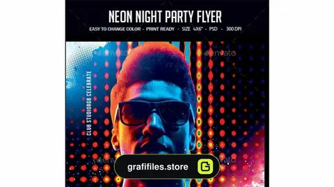 فایل لایه باز بنر Neon Night Party Flyer