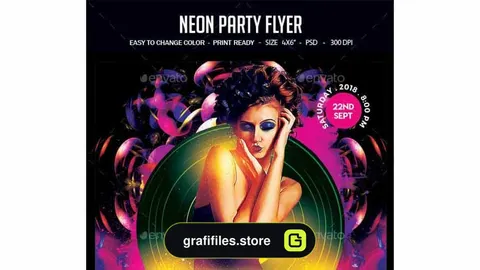 فایل لایه باز بنر Neon Party Flyer