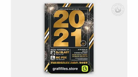 فایل لایه باز بنر سال نو میلادی New Year Flyer Template V6