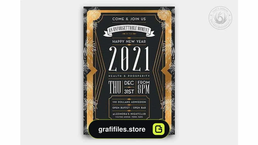 فایل لایه باز بنر سال نو میلادی New Year Flyer Template V8