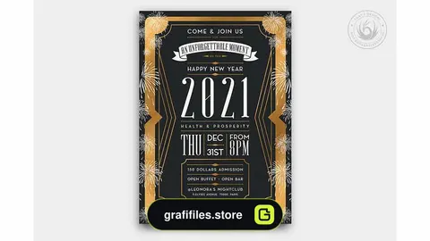 فایل لایه باز بنر سال نو میلادی New Year Flyer Template V8