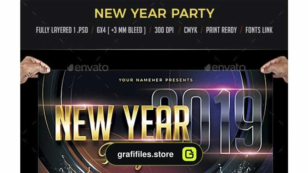فایل لایه باز بنر سال نو میلادی New Year Party