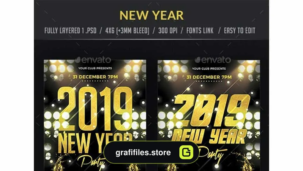 فایل لایه باز بنر سال نو New Year Flyer