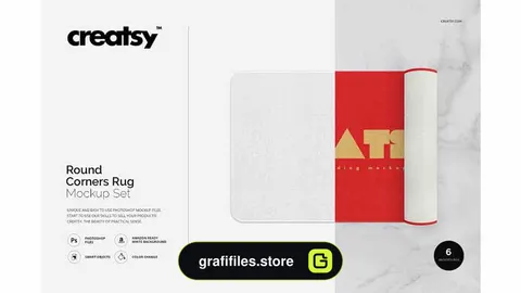 موکاپ پادری Round Corners Rug Mockup Set
