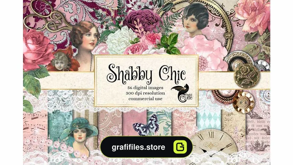 کلیپ آرت Shabby Chic Digital Scrapbooking Kit
