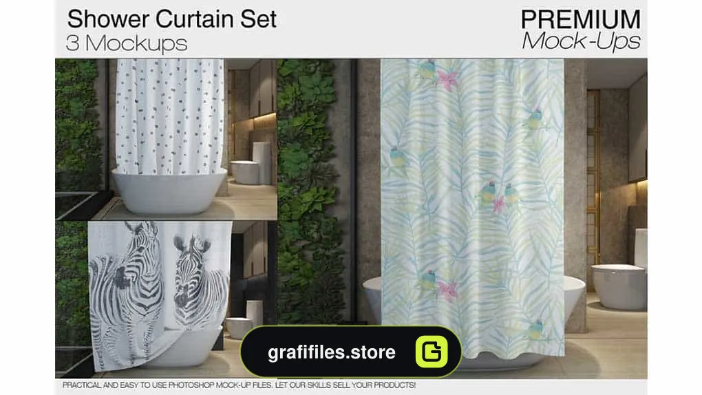 موکاپ پرده حمام Shower Curtain Mockups
