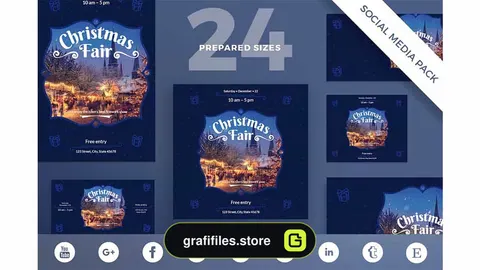 فایل لایه باز شبکه اجتماعی Social Media Pack | Christmas Fair