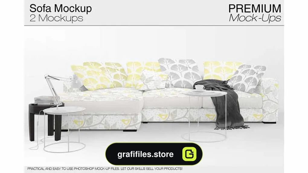 موکاپ مبلمان و کوسن Sofa & Pillows Mockup Pack 2