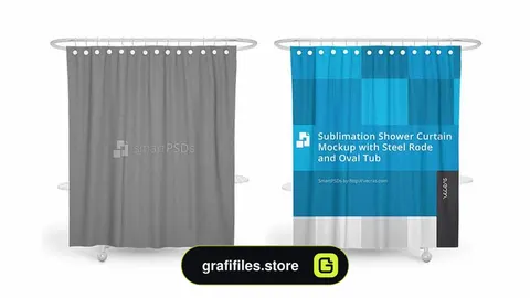 موکاپ پرده حمام Sublimation Shower Curtain Mockup 2