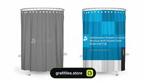 موکاپ پرده حمام Sublimation Shower Curtain Mockup 3