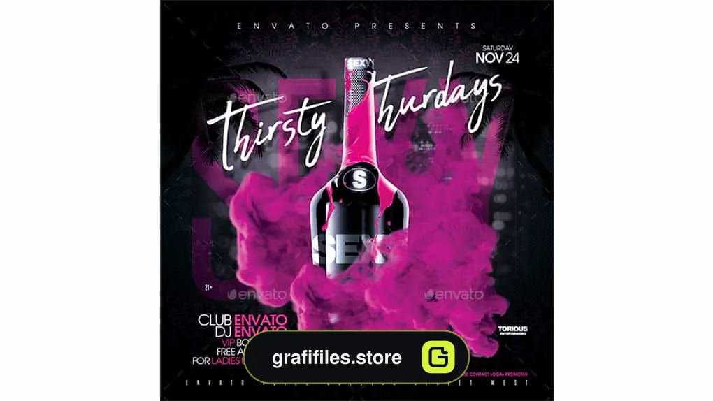 فایل لایه باز بنر Thirsty Thursdays Flyer Template