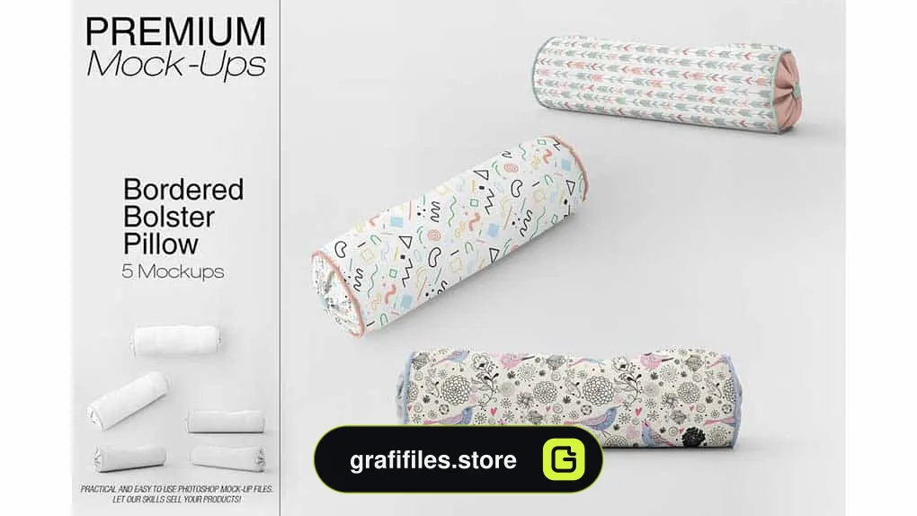 موکاپ بالشت Bordered Bolster Pillow Mockup Pack
