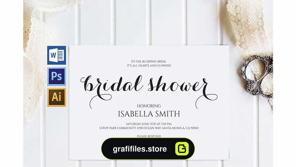 فایل لایه باز کارت دعوت عروسی Bridal Shower Invitation