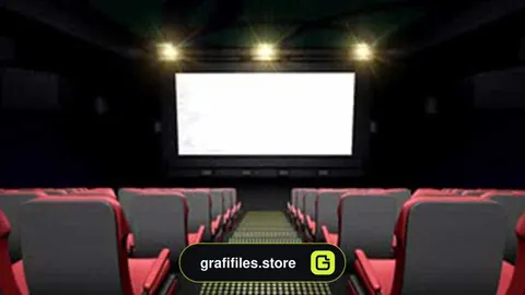 فوتیج سالن خالی سینما همراه با پرده نمایش