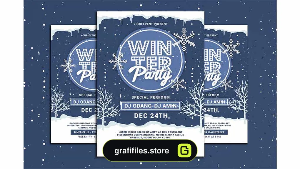 فایل لایه باز بنر Winter Party Flyer