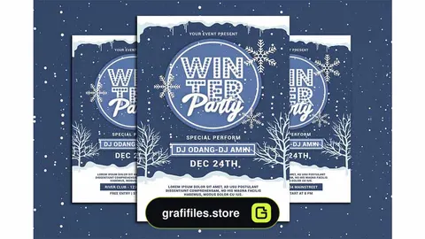فایل لایه باز بنر Winter Party Flyer