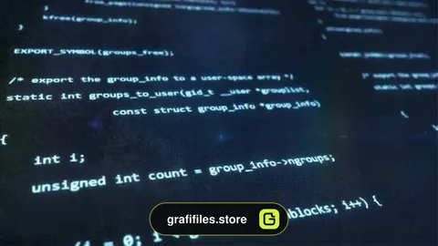 فوتیج کد کامپیوتری آبی