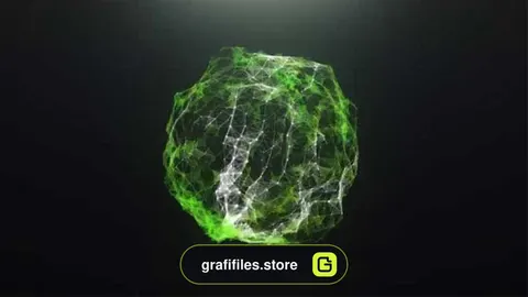 بک گراند موشن گرافیک Green Abstract Virus Ball