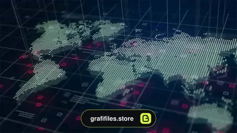 فوتیج نقشه جهان Digital World Map Hologram