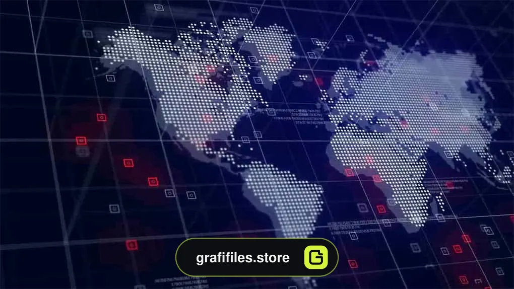 فوتیج نقشه جهان High Tech World Map