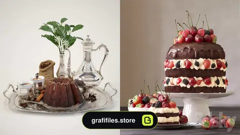 مدل سه بعدی کیک و بسکویت