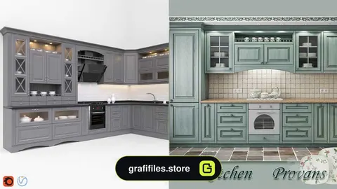 مدل سه بعدی کابینت کلاسیک