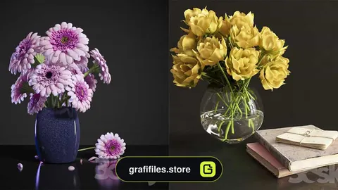 دانلود 70 مدل سه بعدی گل و گلدان