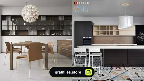 مدل سه بعدی کابینت مدرن