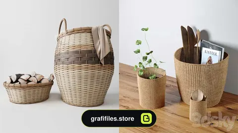 مدل سه بعدی سبد چوبی