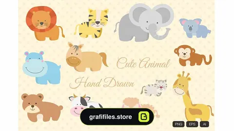 وکتور حیوانات Animal Hand Drawn