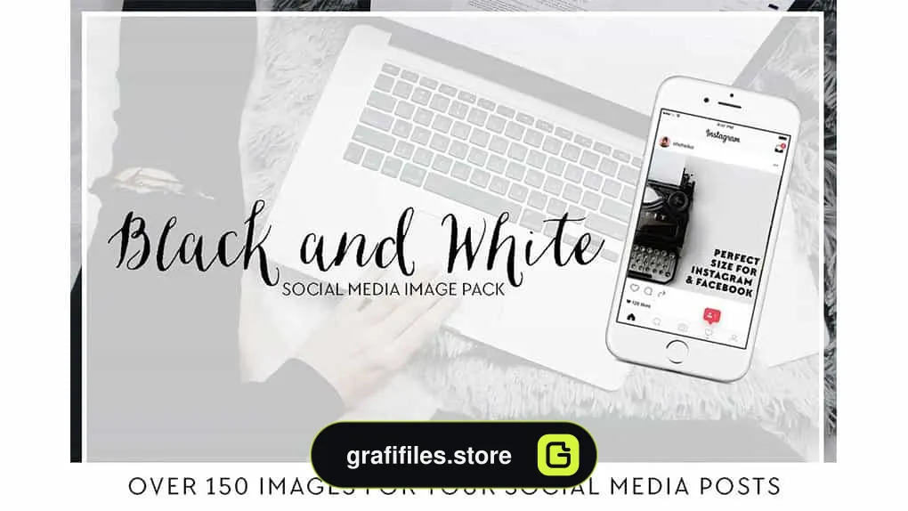 فایل لایه باز شبکه اجتماعی Black & White Social Media Pack