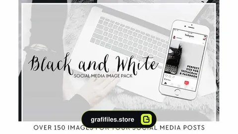 فایل لایه باز شبکه اجتماعی Black & White Social Media Pack