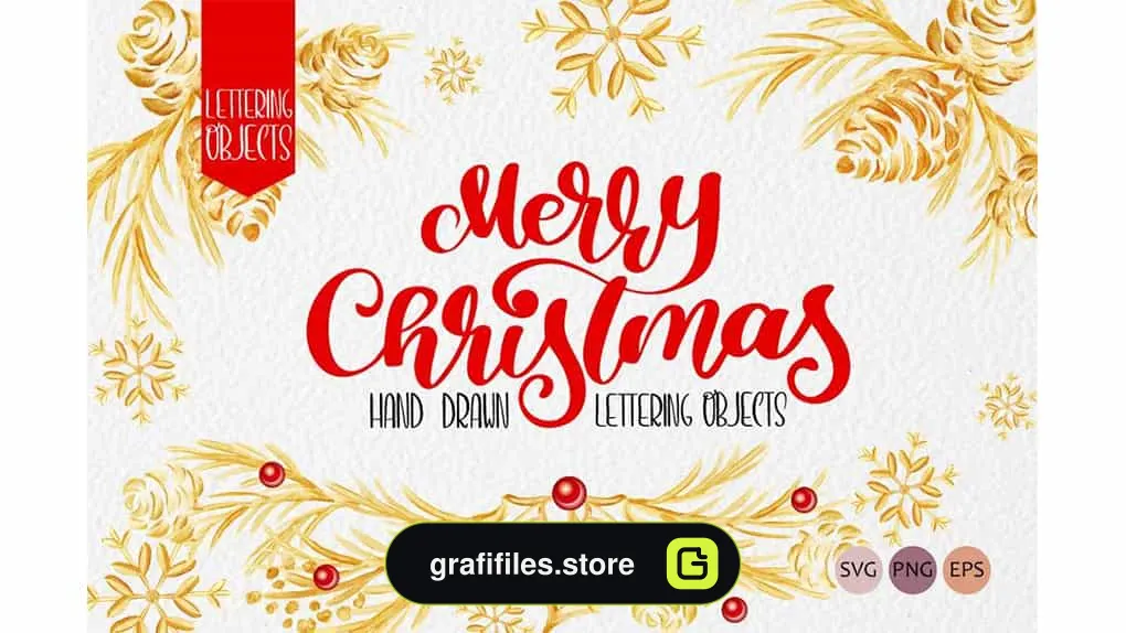وکتور کریسمس Christmas Draw Lettering Objects
