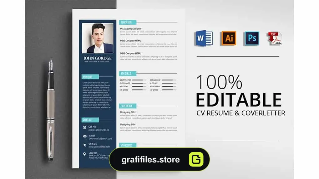 فایل لایه باز رزومه Clean CV