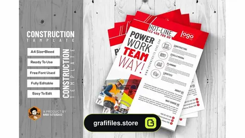 وکتور تراکت خدمات ساخت و ساز Construction Flyer Template