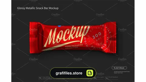 موکاپ بسته بندی شکلات Glossy Metallic